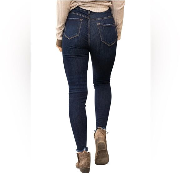 Kancan Moriah High Rise Skinny Jeans Button Fly Dark Wash Denim - Picture 2 of 6